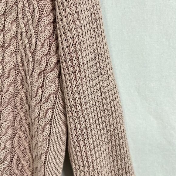 By Together Rib Slouchy V Neck Cable Knit Sweater Women’s Size M/L Pink - Picture 12 of 12